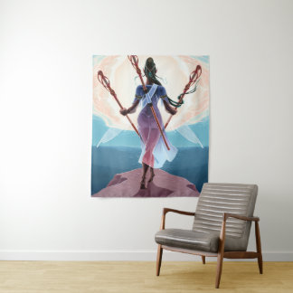 Drie van Staven Tarot Fantasie Kunst Tapijt Wandkleed