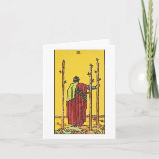 Drie van toverstokken - Rider Waite Smith tarot Kaart (Voorkant)