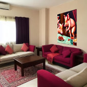 Drie varkens die bacon eten | AI Art Poster