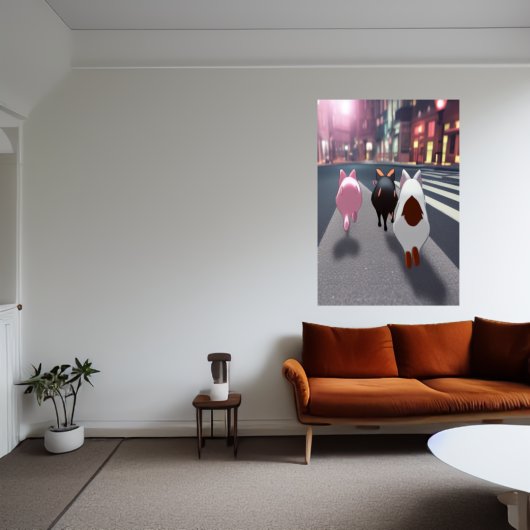 Drie varkens in de stad | AI Art Poster