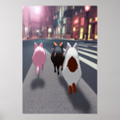 Drie varkens in de stad | AI Art Poster (Voorkant)