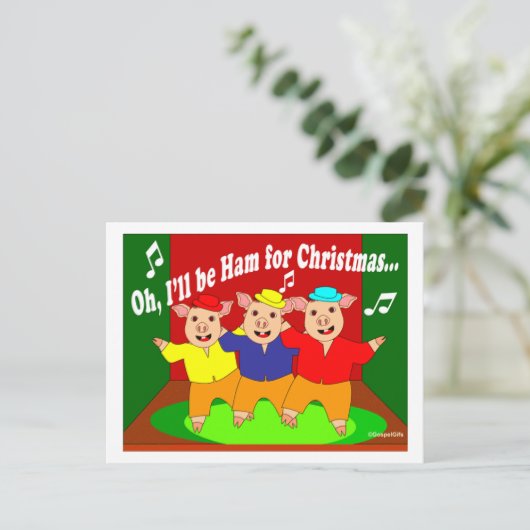 Drie Varkens Kerst Christelijk Cadeau Feestdagenkaart (Staand voorkant)