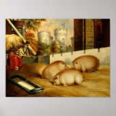 Drie Varkens met Castle op de achtergrond Poster (Voorkant)