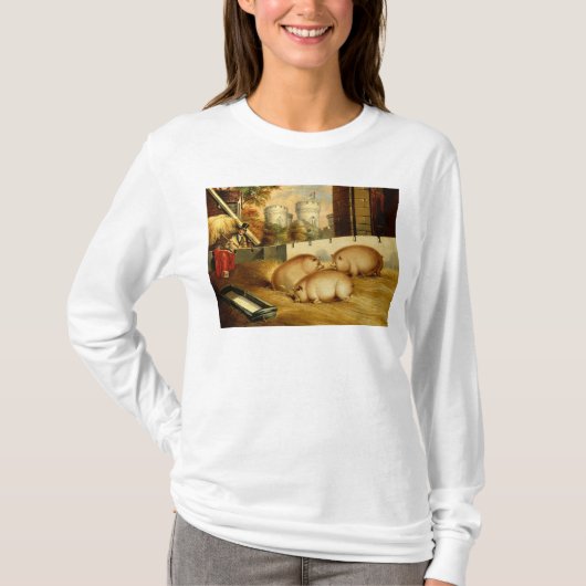 Drie Varkens met Castle op de achtergrond T-shirt (Voorkant)