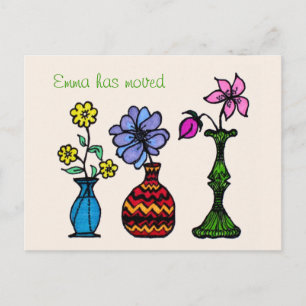 Drie Vases Art Moving Woman Adres Aankondiging