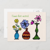 Drie Vases Art Moving Woman Adres Aankondiging (Voorkant / Achterkant)