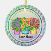 Drie Vases Flowers Keramisch Ornament (Voorkant)