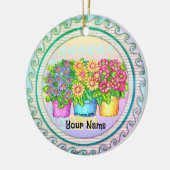 Drie Vases Flowers Keramisch Ornament (Links)