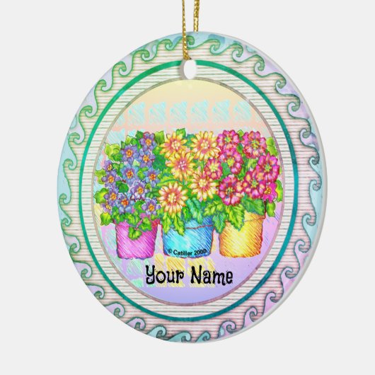 Drie Vases Flowers Keramisch Ornament (Links)