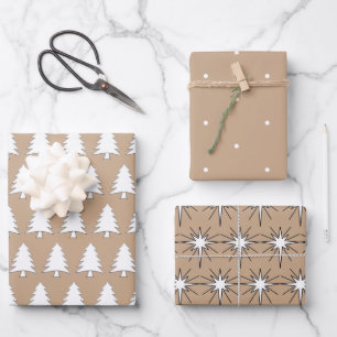 Drie vellen kerstpapier