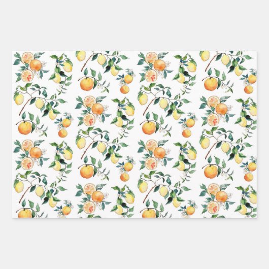 Drie vellen pakpapier - Sinaasappels peren (Voorkant 2)