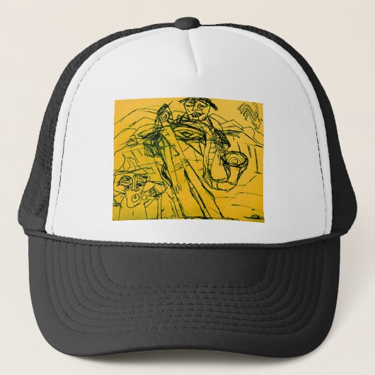 DRIE VERBONDEN MUSICIËNTEN TRUCKER PET (Voorkant)