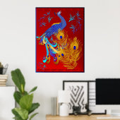 Drie veren en een Peacock-Poster Poster (Thuiskantoor)