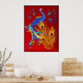 Drie veren en een Peacock-Poster Poster (Keuken)