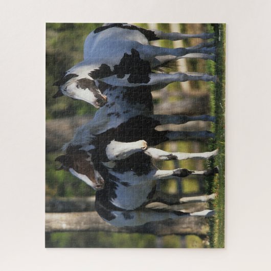 Drie verfpaarden die samen staan legpuzzel (Verticaal)