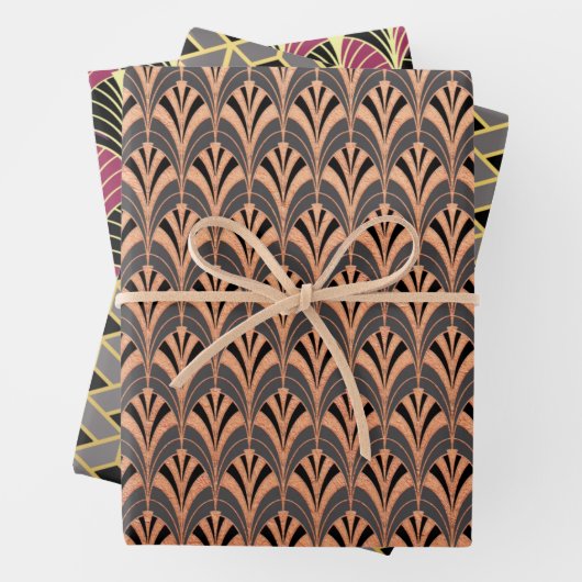 Drie verschillende Art Deco Style Wrapping Paper S (In situ)