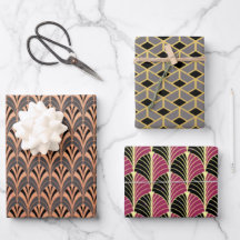 Drie verschillende Art Deco Style Wrapping Paper S