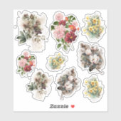 Drie verschillende bloemen stickerblad sticker (Vel)