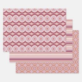 Drie verschillende Design Inpakpapier Vel