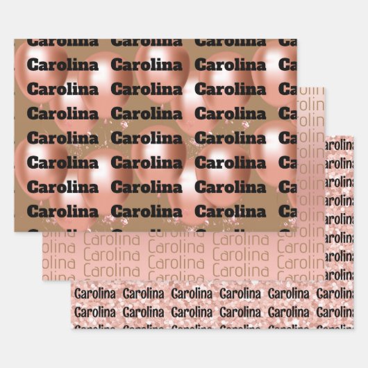 Drie verschillende Design Jouw naam Vrouwelijke kl Inpakpapier Vel (Set)