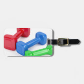 Drie verschillende dumbbels bagagelabel (Voorkant horizontaal)