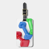 Drie verschillende dumbbels bagagelabel (Voorkant verticaal)