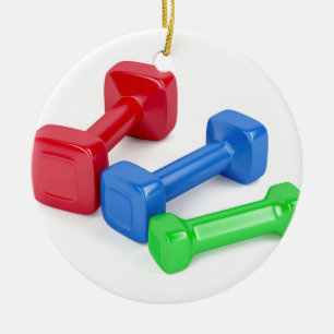 Drie verschillende dumbbels keramisch ornament