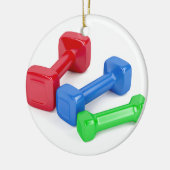 Drie verschillende dumbbels keramisch ornament (Links)