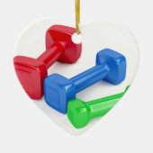 Drie verschillende dumbbels keramisch ornament (Voorkant)