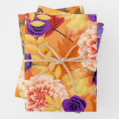 Drie verschillende Herfst Design Inpakpapier Vel (In situ)