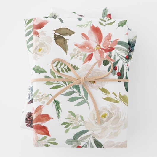 Drie verschillende kerstpatronen inpakpapier vel (In situ)