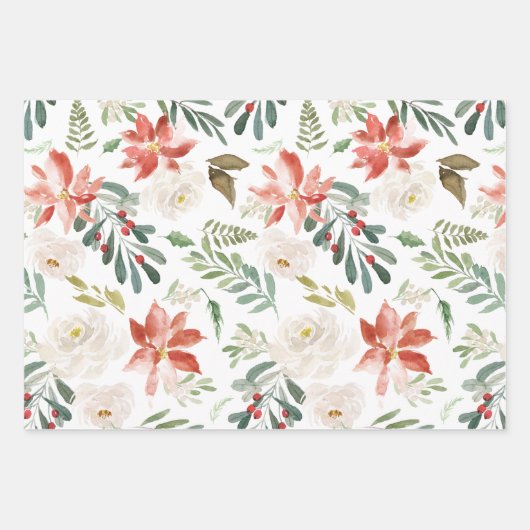 Drie verschillende kerstpatronen inpakpapier vel (Voorkant)