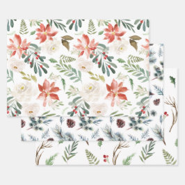 Drie verschillende kerstpatronen inpakpapier vel