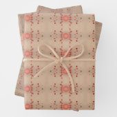 Drie verschillende patronen blad wrap inpakpapier vel (In situ)