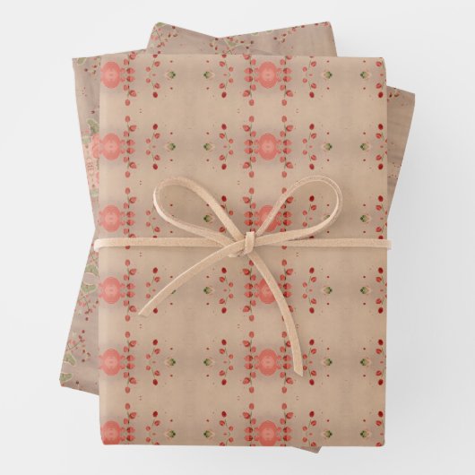 Drie verschillende patronen blad wrap inpakpapier vel (In situ)