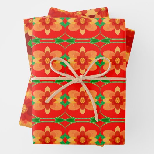 Drie verschillende stijlvolle patterned inpakpapier vel (In situ)