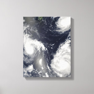 Drie verschillende tyfoons canvas afdruk