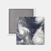 Drie verschillende tyfoons magneet (Voorkant / Achterkant)