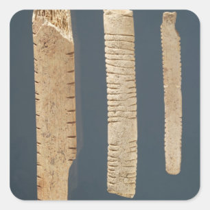 Drie versierde botten vierkante sticker