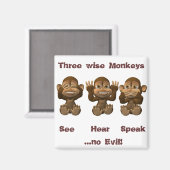 drie verstandige apen magneet (Voorkant / Achterkant)