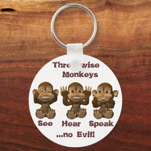 drie verstandige apen sleutelhanger (Voorkant)
