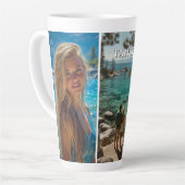 Drie Verticale Streep Boho Foto Latte Mok (Linkerhoek)