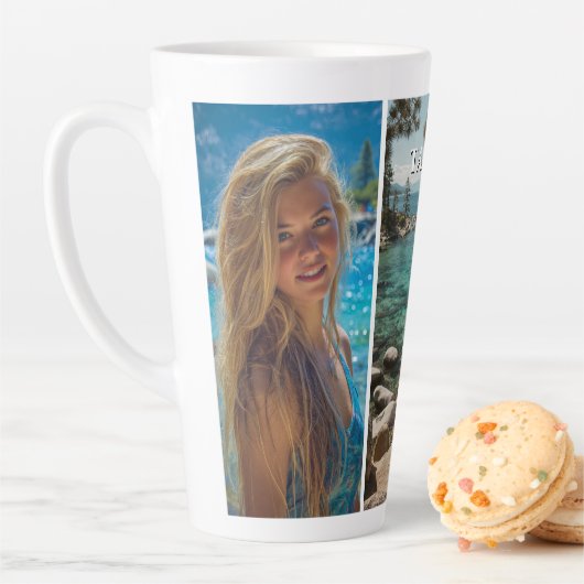 Drie Verticale Streep Boho Foto Latte Mok (In situ)