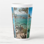 Drie Verticale Strepen Boho Foto Latte Mok (Voorkant)
