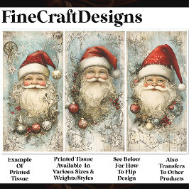 Drie  Victoriaans Jolly Santas AN9 Decoupage Tissuepapier