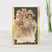 drie Victoriaans kerstkaartje Feestdagen Kaart (Voorkant)