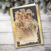  drie Victoriaans kerstkaartje Feestdagen Kaart