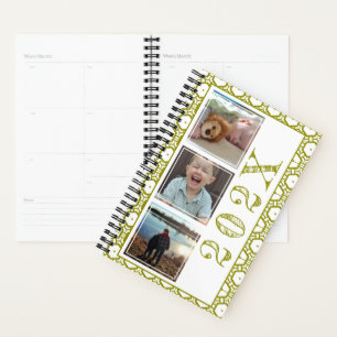 Drie vierkantsfoto's Geometrische jaarlijkse foto- Planner