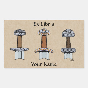 Drie Viking Sword Hilts Bookplate Rechthoekige Sticker