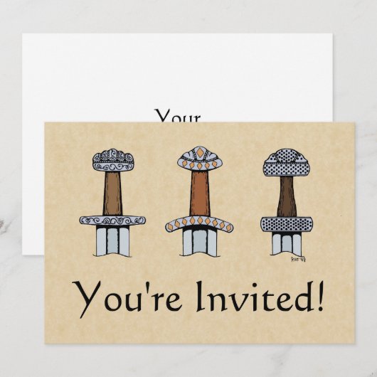 Drie Viking Sword Hilts Kaart (Voorkant / Achterkant)